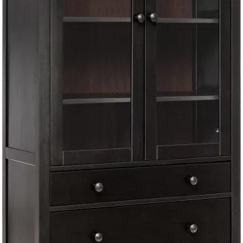 Шкаф для посуды/витрина 23 Кантри массив сосны (HEMNES) черный Шкаф для посуды/витрина 23 Кантри массив сосны (HEMNES) черный