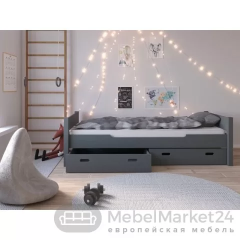 Кровать подростковая массив сосны Амелия (серый)