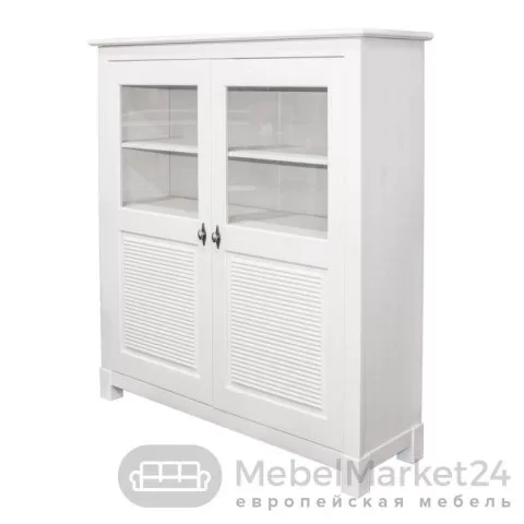 Шкаф для посуды 20 Рауна из массива сосны (белый воск)