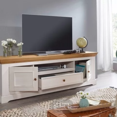 Тумба ТВ 201 Форест массив сосны (белый воск/бейц-масло)