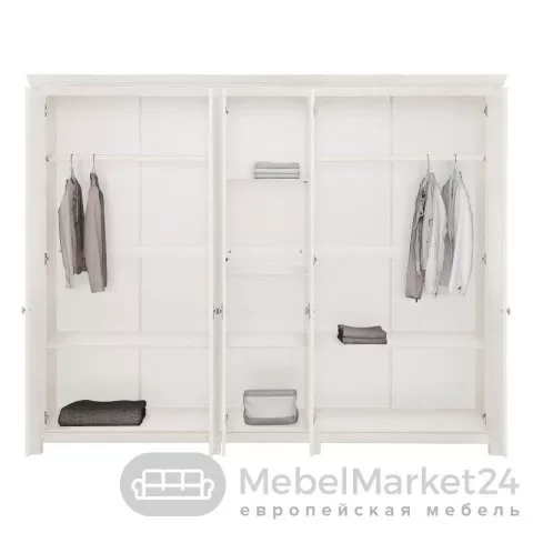 Шкаф для одежды 50 Рауна из массива сосны (белый воск)