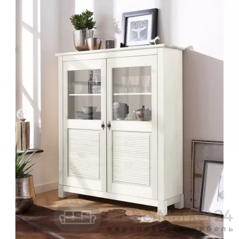 Шкаф для посуды 20 Рауна из массива сосны (белый воск)