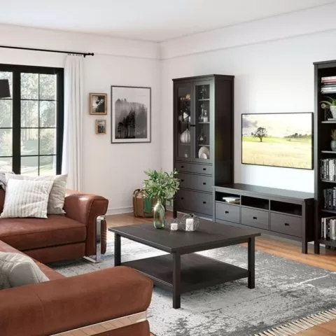 Тумба ТВ 03 Кантри массив сосны (HEMNES) черный