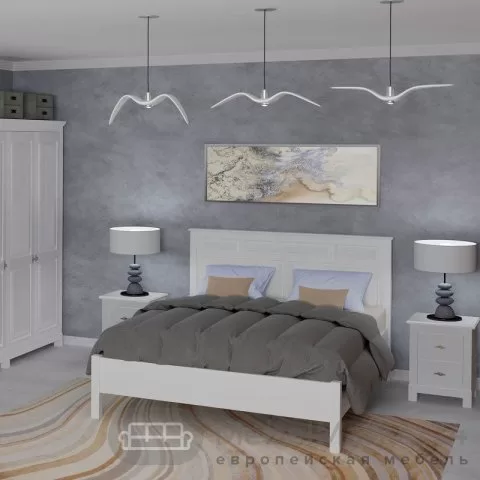 Кровать 180 Н Рауна из массива сосны (белый воск)