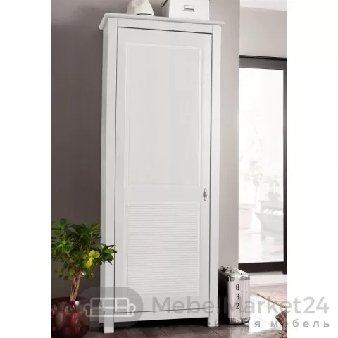 Шкаф для одежды 100 Рауна из массива сосны (белый воск)