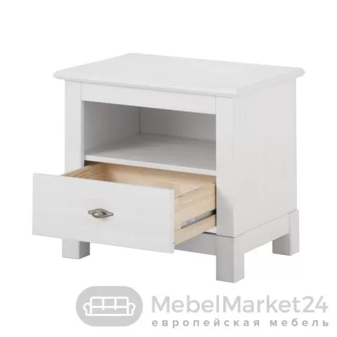 Тумба прикроватная 01 Рауна из массива сосны (белый воск)