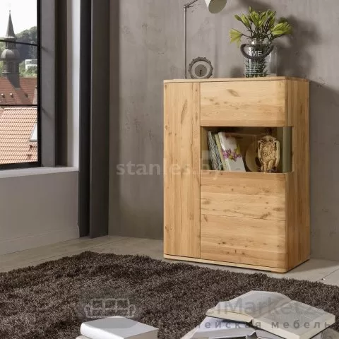 Шкаф с витриной MILTON 2 из массива дуба