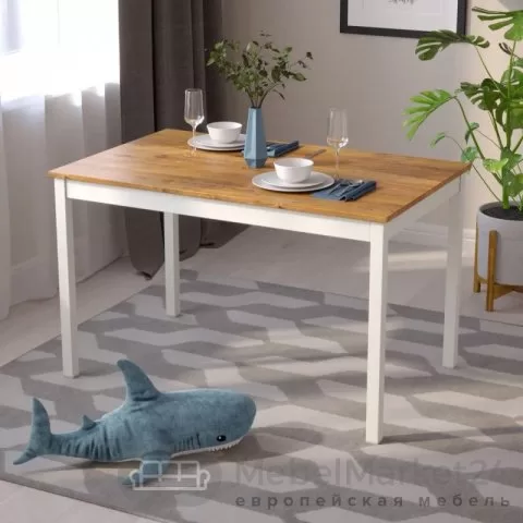 Стол обеденный Оскар 120 массив сосны (белый лак/браун)