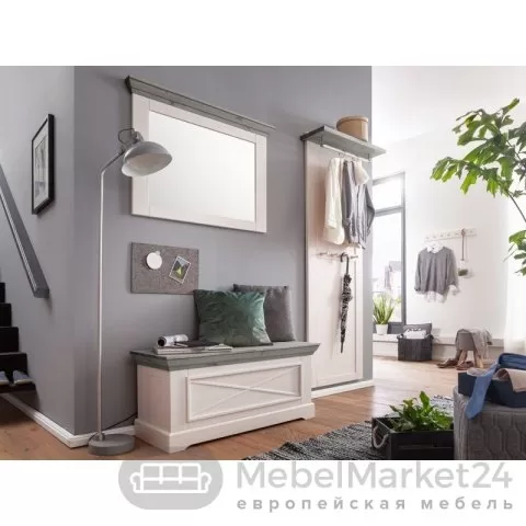 Полка навесная 108 Форест массив сосны (белый воск/антрацит)