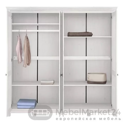 Шкаф для одежды 40 Рауна из массива сосны (белый воск)