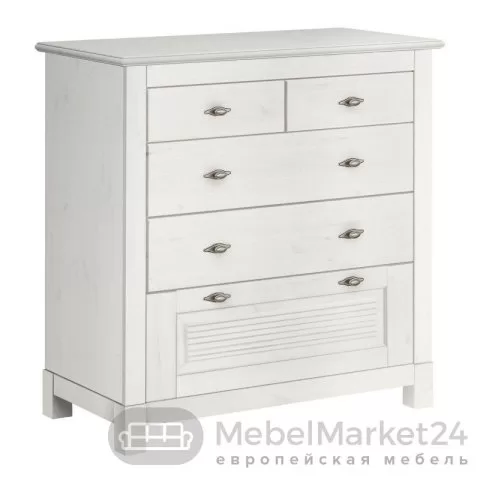 Комод 221 Рауна из массива сосны (белый воск)