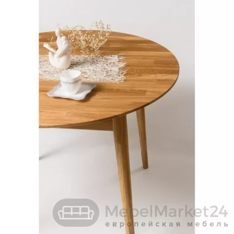 Стол обеденный круглый СКАНДИ 3 из массива дуба