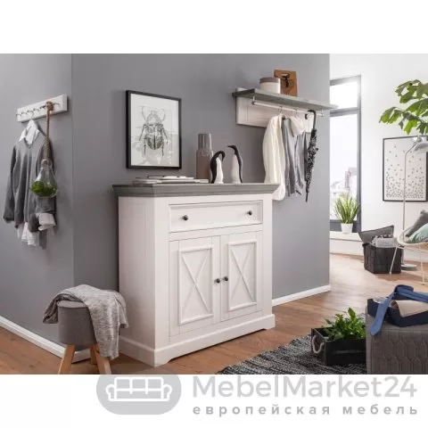 Полка навесная 108 Форест массив сосны (белый воск/антрацит)