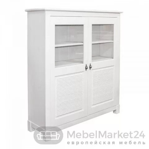 Шкаф для посуды 20 Рауна из массива сосны (белый воск)