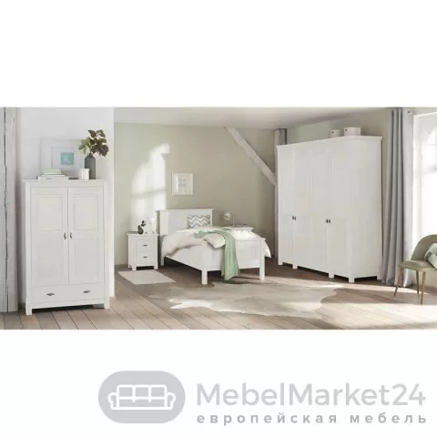 Кровать 90 Рауна из массива сосны (белый воск)