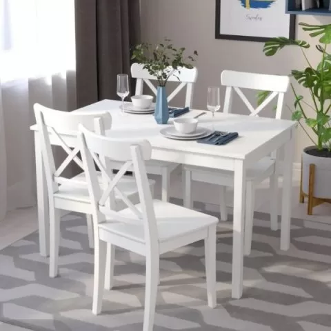 Стол обеденный Оскар 75 массив сосны (белый лак)