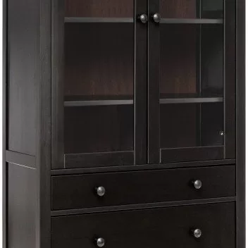 Шкаф для посуды/витрина 23 Кантри массив сосны (HEMNES) черный