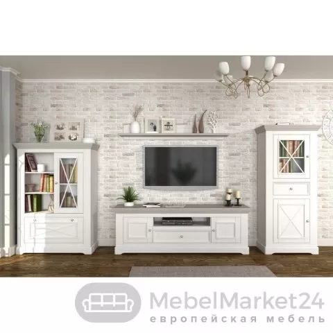 Полка навесная Форест массив сосны (белый воск/антрацит)