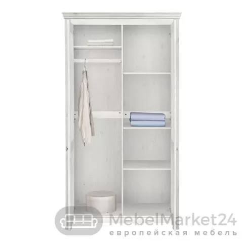 Шкаф для одежды 20 Рауна из массива сосны (белый воск)