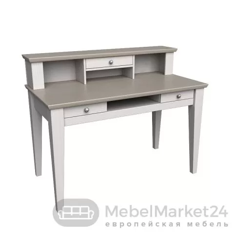 Стол письменный с надстройкой Форест массив сосны (белый воск/антрацит)