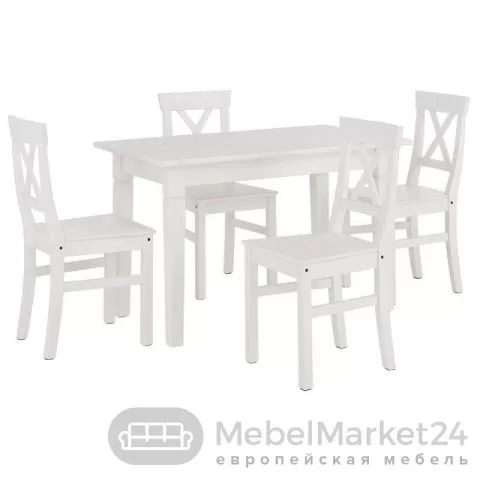 Стол обеденный Мадрид 110 массив сосны (белый воск)