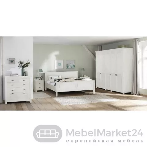 Шкаф для одежды 50 Рауна из массива сосны (белый воск)