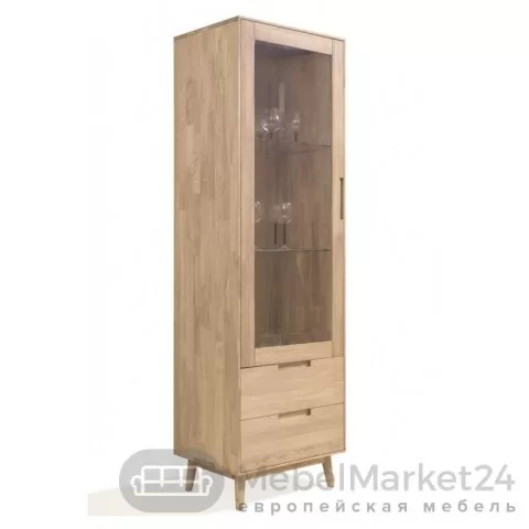 Шкаф с витриной СКАНДИ 1 из массива дуба