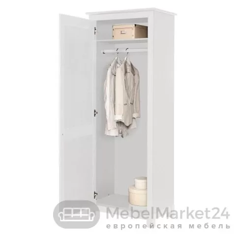 Шкаф для одежды 100 Рауна из массива сосны (белый воск)