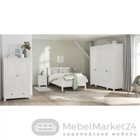 Шкаф для одежды 40 Рауна из массива сосны (белый воск)