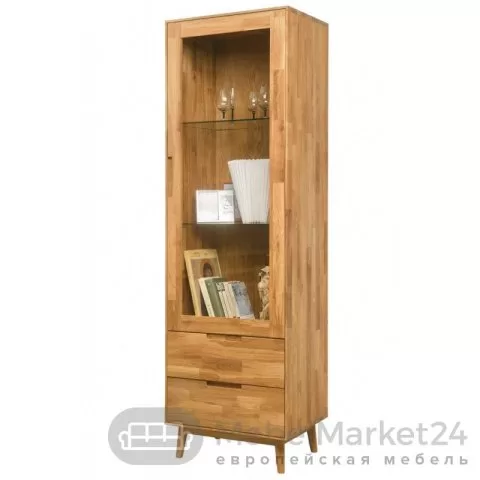 Шкаф с витриной СКАНДИ 1 из массива дуба