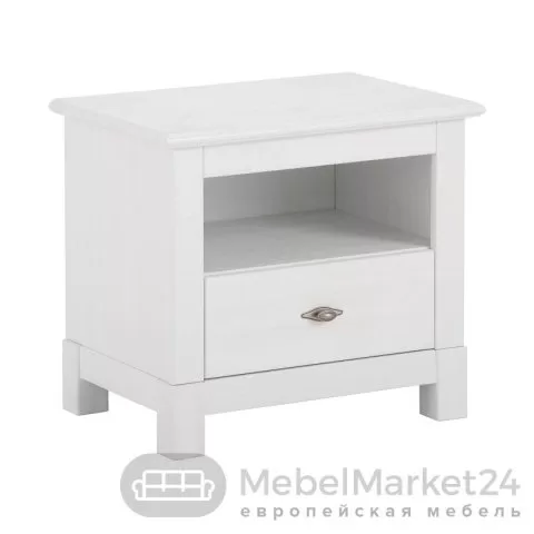 Тумба прикроватная 01 Рауна из массива сосны (белый воск)