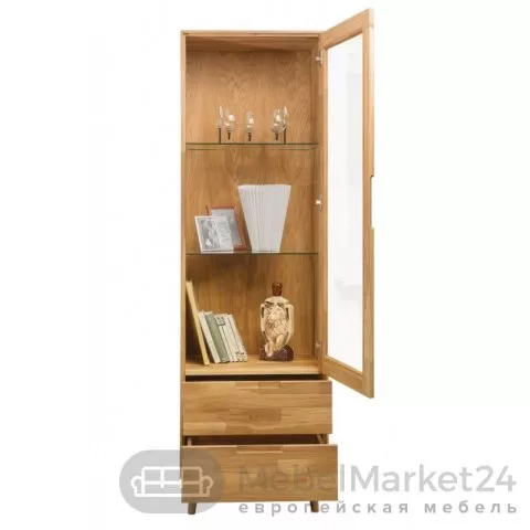 Шкаф с витриной СКАНДИ 1 из массива дуба