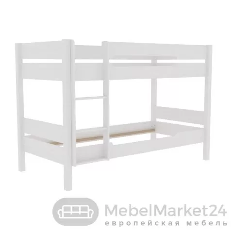 Кровать подростковая массив сосны Амелия 2-х ярусная 1640 без ящиков (белый воск)