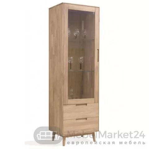 Шкаф с витриной СКАНДИ 1 из массива дуба