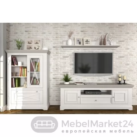 Полка навесная Форест массив сосны (белый воск/антрацит)