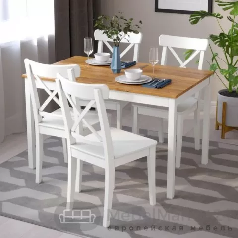 Стол обеденный Оскар 120 массив сосны (белый лак/браун)
