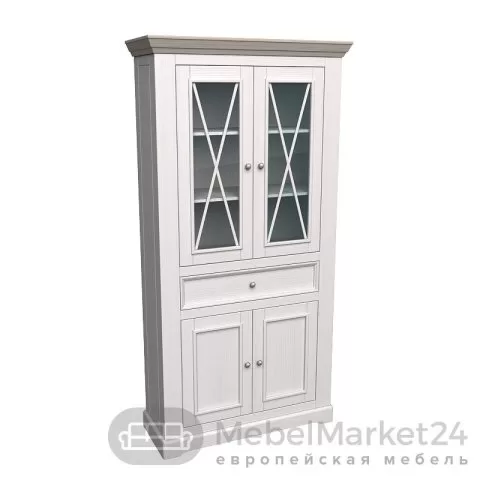 Шкаф для посуды 221 Форест массив сосны (белый воск/антрацит)