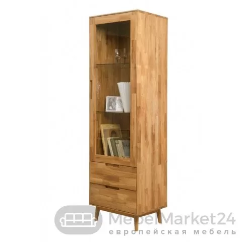 Шкаф с витриной СКАНДИ 1 из массива дуба