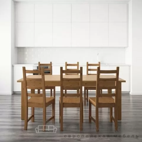 Стол обеденный раздвижной Кантри массив сосны (HEMNES) Браун