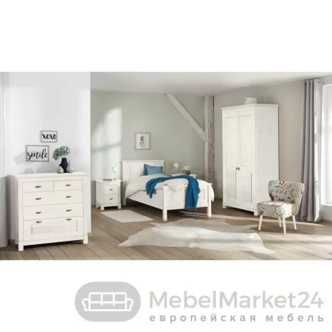 Шкаф для одежды 20 Рауна из массива сосны (белый воск)