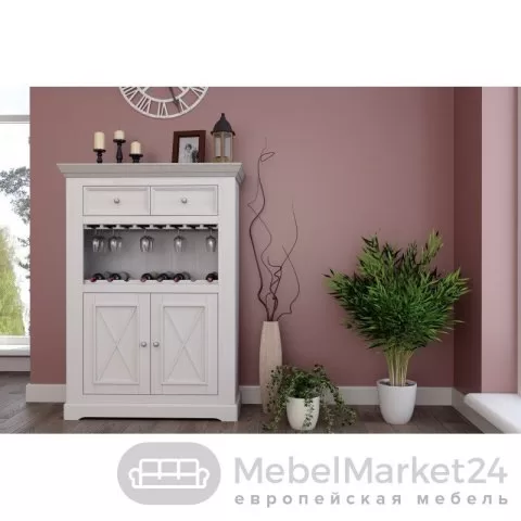 Тумба-бар 202 Форест массив сосны (белый воск/антрацит)