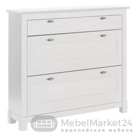 Тумба 21 Рауна для обуви из массива сосны (белый воск)