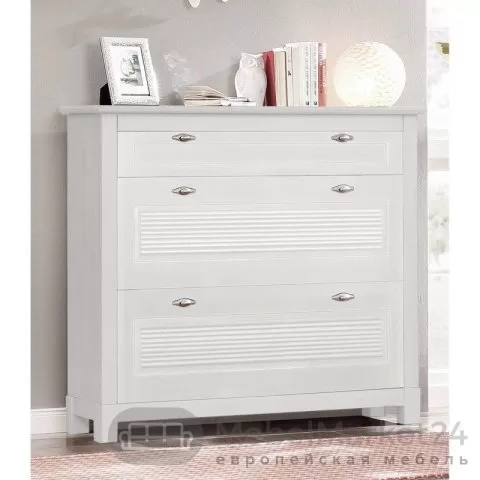 Тумба 21 Рауна для обуви из массива сосны (белый воск)