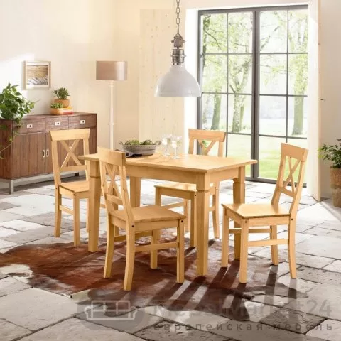 Стол обеденный Мадрид 110 массив сосны (бейц-масло/белый воск)