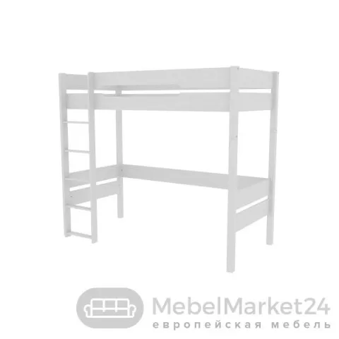 Кровать чердак из массива сосны Амелия (белый воск)