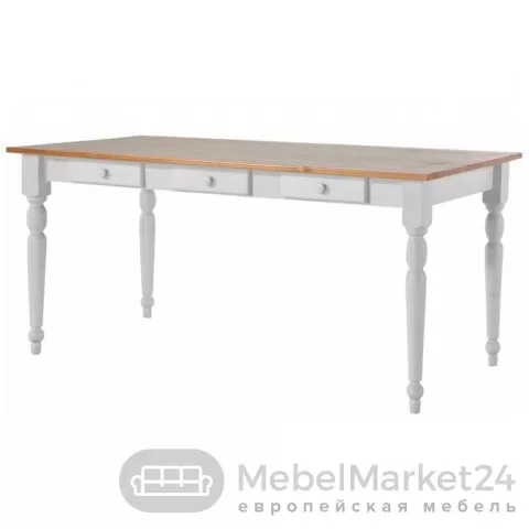 Стол обеденный с ящиками Антарес 160 массив сосны (белый воск/мед)