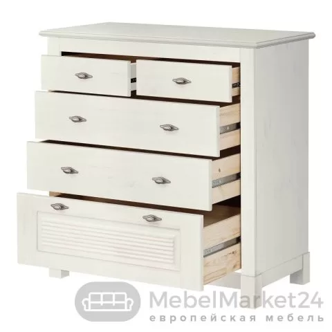 Комод 221 Рауна из массива сосны (белый воск)