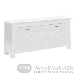 Тумба 01 Рауна для обуви из массива сосны (белый воск)