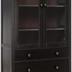 Шкаф для посуды/витрина 23 Кантри массив сосны (HEMNES) черный