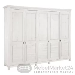 Шкаф для одежды 50 Рауна из массива сосны (белый воск)